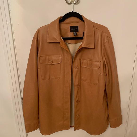 Faux Leather button down Jacket - Picture 1 of 4